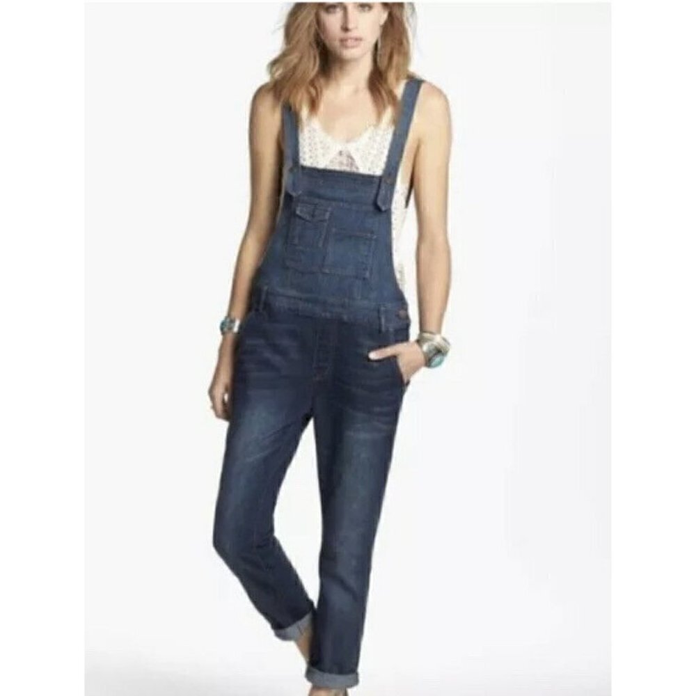 Free People Women's Sz 26 Distressed Backless Denim Overalls